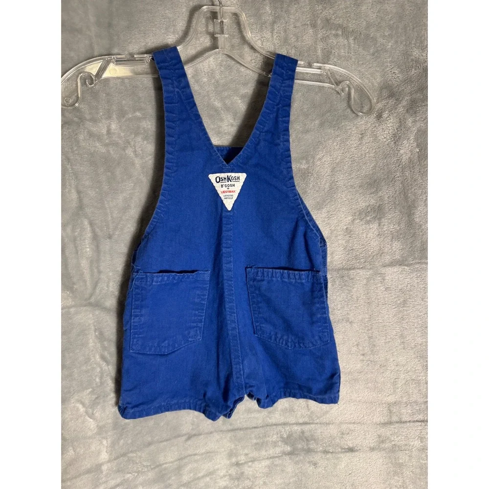 Vintage OshKosh Bgosh Blue Cotton Vestbak Shortalls Made in USA 6-9 Months